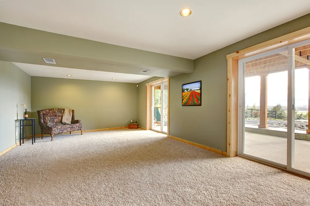 Customer living room with new carpet